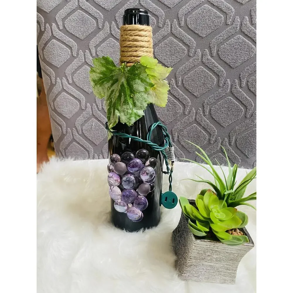 Decorative Outdoor Lamp Bottle with Grape Design and Rope Accent